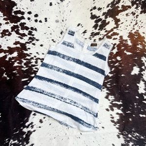 Crosby. White Striped Nautical Button Back Tank S